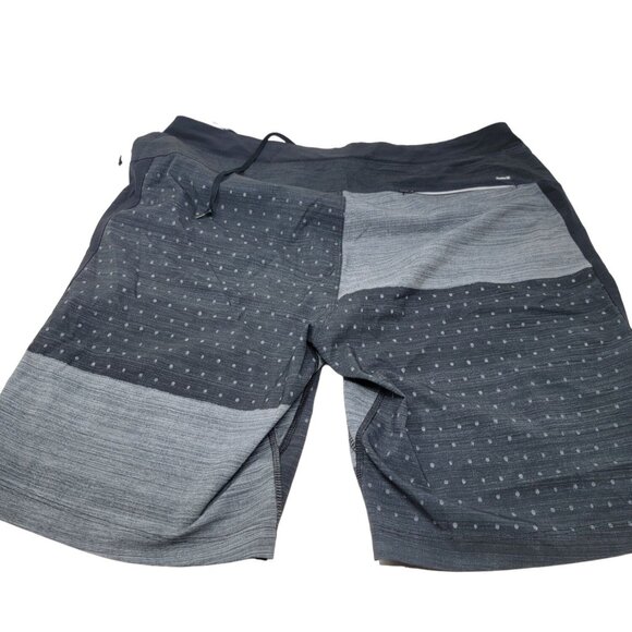 Hurley Men's Board Shorts Size Medium Gray Black Drawstring - Picture 3 of 6